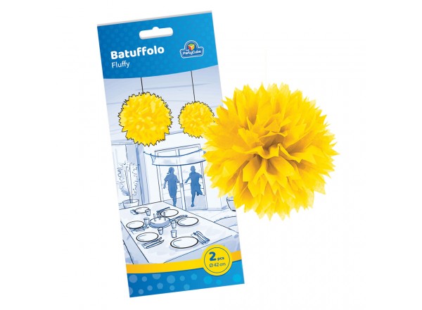 DECORO BATUFFOLO GIALLO - 42 CM - 2 PZ