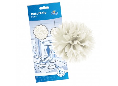 DECORO BATUFFOLO BIANCO - 42 CM - 2 PZ