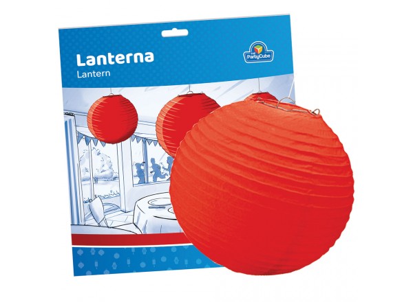 Lanterne Tonde in Carta 25 Cm Rosse