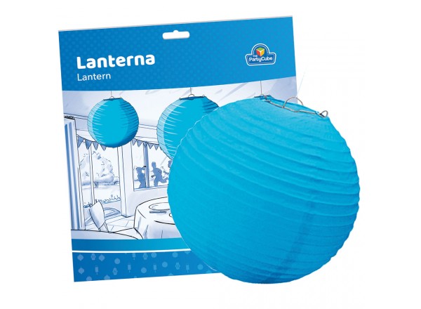 Lanterne Tonde in Carta 25 Cm Azzurre