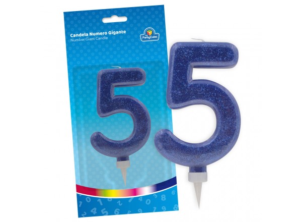 CANDELA GIGANTE BLU N.5 - 15 CM - 1 PZ