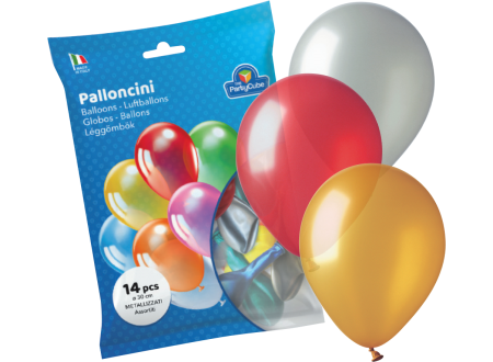 PALLONCINI LARGE METALLIZZATI - 14 PZ