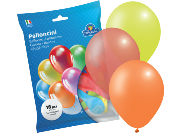 PALLONCINI MEDIUM FLUO ASSORTITI - 18 PZ 