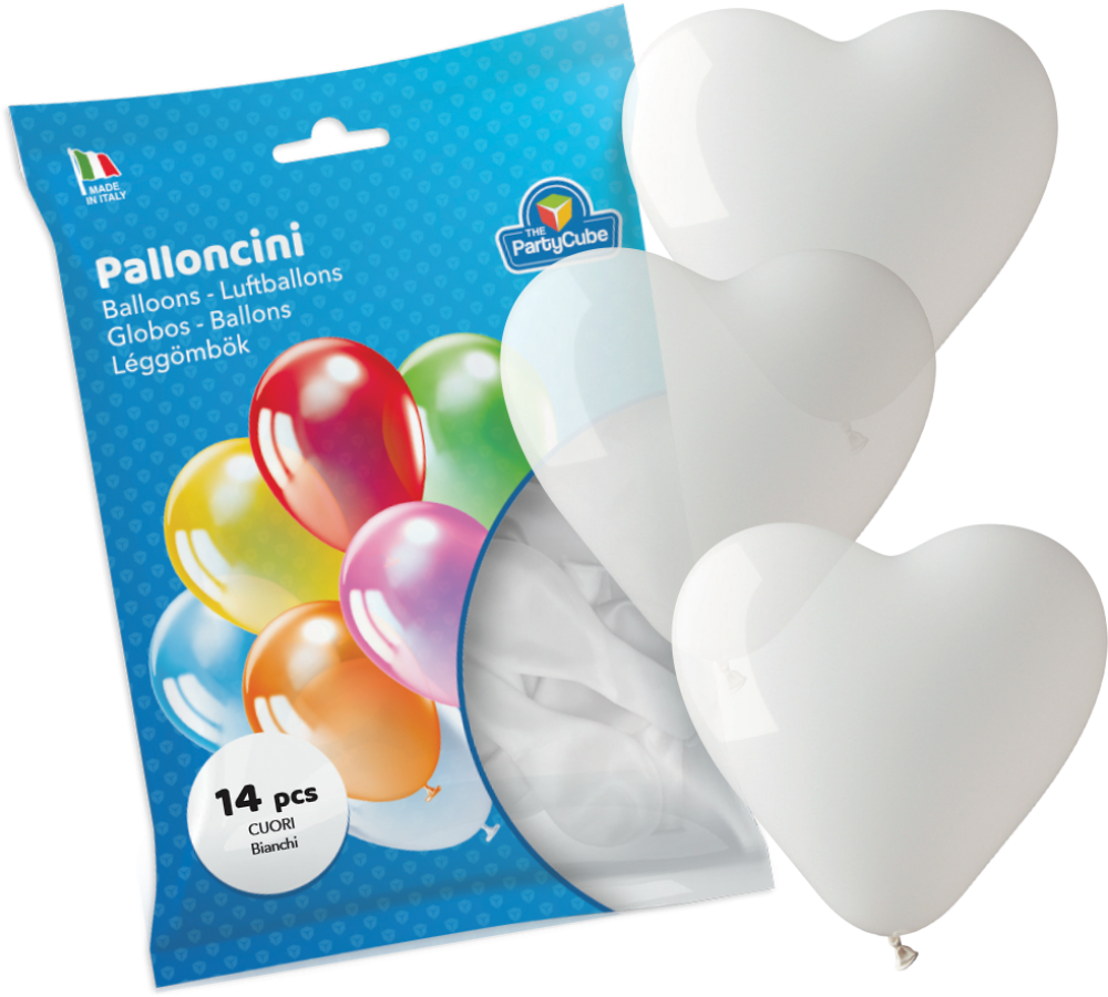 PALLONCINI CUORE BIANCO - 14 PZ