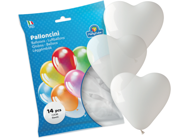 PALLONCINI CUORE BIANCO - 14 PZ