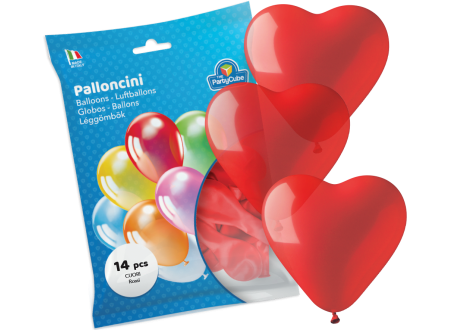 PALLONCINI CUORE ROSSO - 14 PZ