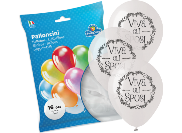 PALLONCINI MEDIUM VIVA GLI SPOSI - 16 PZ