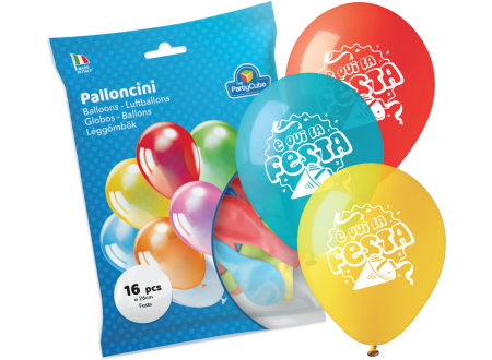 PALLONCINI MEDIUM E' QUì LA FESTA? - 16 PZ