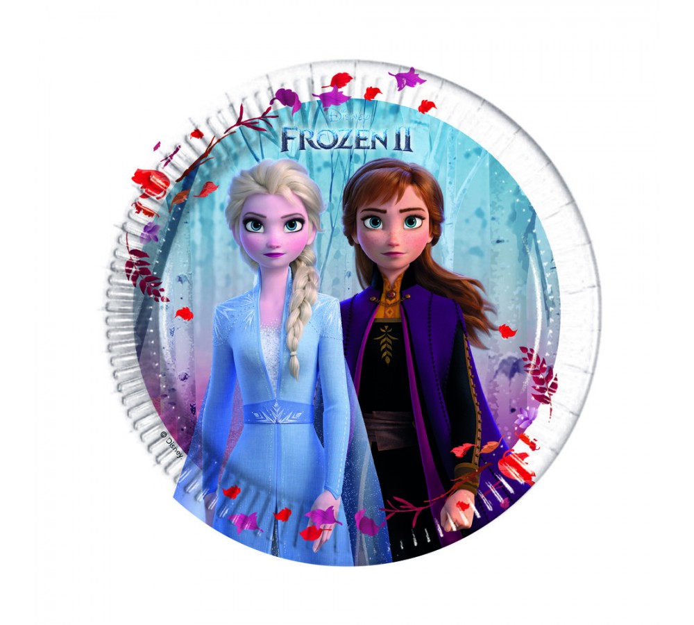 PIATTO PIANO FROZEN II DISNEY ELSA ANNA IN PLASTICA MICROONDE DIAMETRO CM.  22 - ST51047