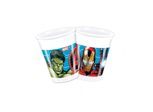 BICCHIERI AVENGERS PLASTICA 200 ML . 8 PZ