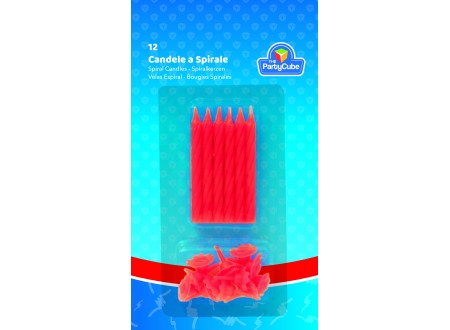 CANDELA SPIRALE ROSSO C/PORTACANDELA - 6 CM - 12 PZ