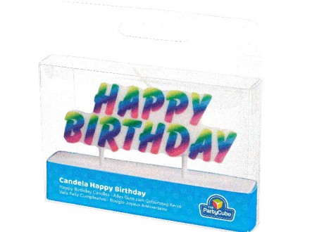 CANDELA HAPPY BIRTHDAY ARCOBALENO - 10X4 CM - 1 PZ