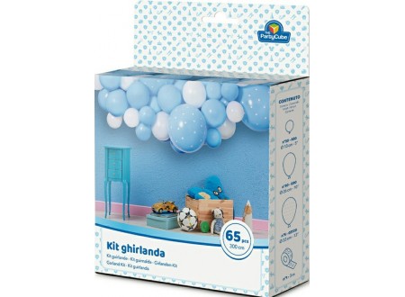 KIT GHIRLANDA BIANCO/AZZURRO - 65 PZ - 300 CM