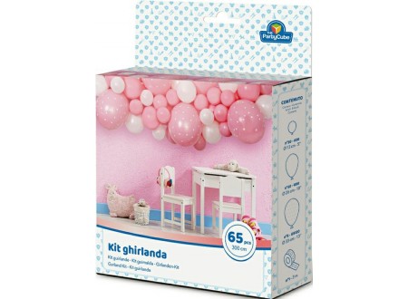 KIT GHIRLANDA BIANCO/ROSA - 65 PZ - 300 CM