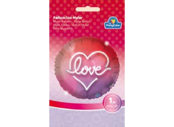 PALL. MYLAR LOVE NEON TONDO - 45 CM - 1 PZ