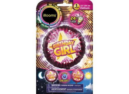 PALL. LED ILLOOMS 56 CM - BIRTHDAY GIRL - 1 PZ