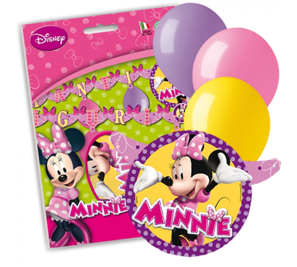 33861 PartyCube- Minnie Festone con Palloncini Taglia Unica Multicolore 
